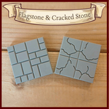 Flagstone and Cracked-Stone surface designs for Modular Realms magnetic dnd terrain, double-sided dungeon tiles. Buy DnD terrain here
