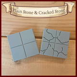 Plain-Stone and Cracked-Stone surface designs for Modular Realms magnetic dnd terrain, double-sided dungeon tiles. Buy DnD terrain here