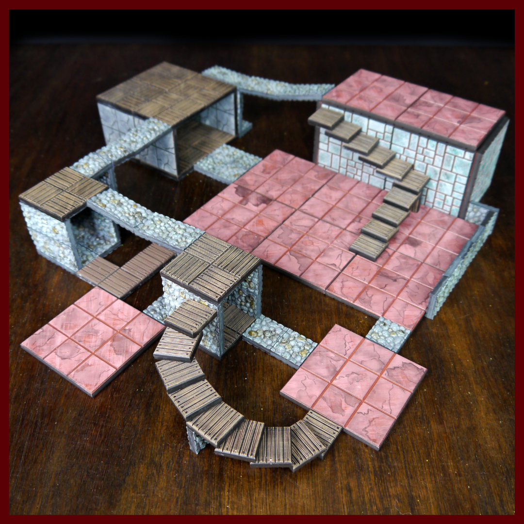 Produktbild von PWORK WARGAMES The Cave - RPG Modular Map Tiles - Double Face Cardboard Tiles