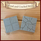 Wood and Cracked-Stone surface designs for Modular Realms magnetic dnd terrain, double-sided dungeon tiles. Buy DnD terrain here