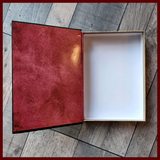 front image of open and empty Modular Realms Wizards Spell Book, packaging to store your gaming terrain in hidden conveniently on your bookshelf